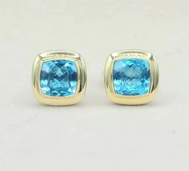  David Yurman Albion Earrings 11mm Blue Topaz