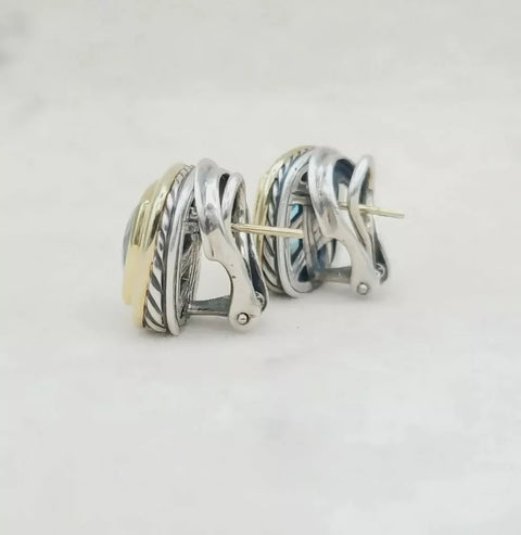  David Yurman Albion Earrings 11mm Blue Topaz