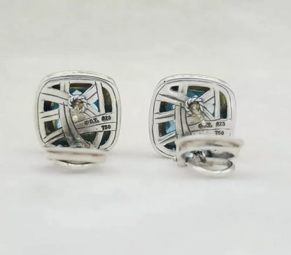 David Yurman Albion Earrings 11mm Blue Topaz    #
