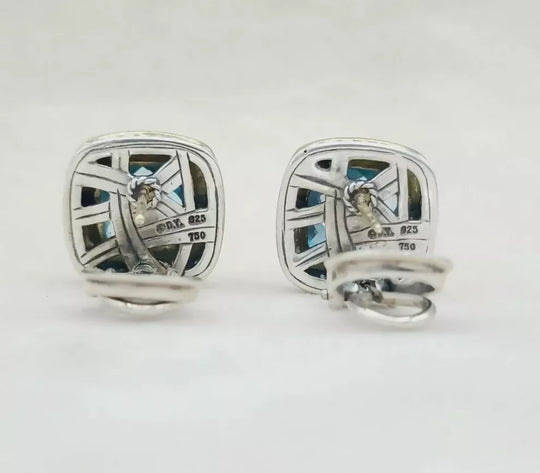  David Yurman Albion Earrings 11mm Blue Topaz