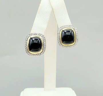  David Yurman Albion Earrings Black Onyx, Diamonds & Gold