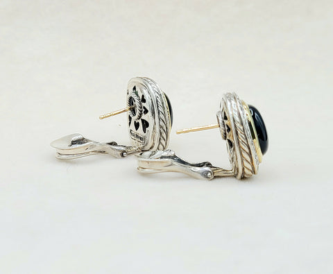  David Yurman Albion Earrings Black Onyx, Diamonds & Gold