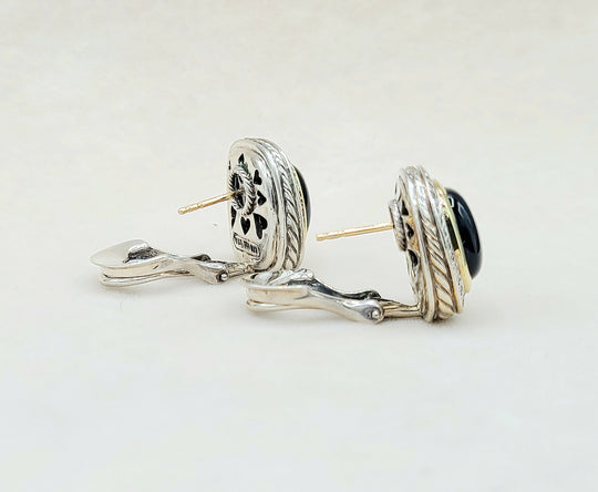  David Yurman Albion Earrings Black Onyx, Diamonds & Gold