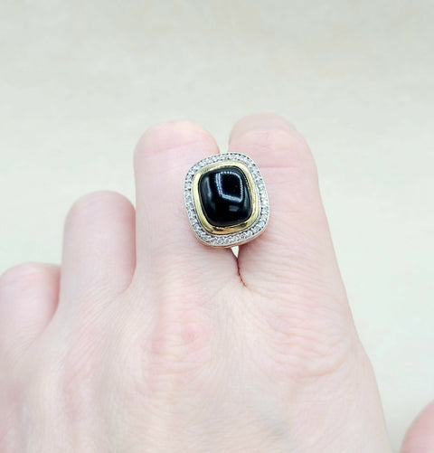 David Yurman Albion Earrings Black Onyx, Diamonds & Gold