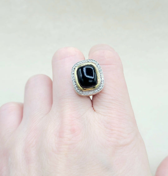  David Yurman Albion Earrings Black Onyx, Diamonds & Gold