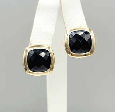  David Yurman Albion Earrings Black Onyx & Gold