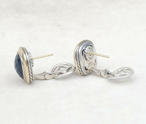  David Yurman Albion Earrings Black Onyx & Gold