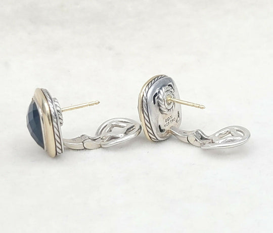  David Yurman Albion Earrings Black Onyx & Gold