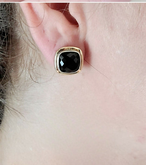  David Yurman Albion Earrings Black Onyx & Gold
