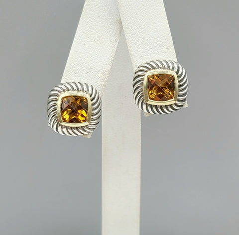  David Yurman Albion Earrings Citrine & Gold
