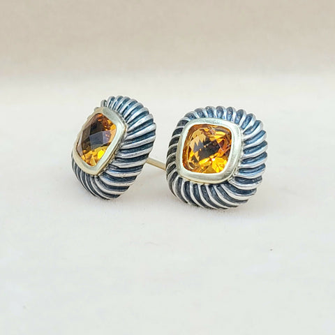  David Yurman Albion Earrings Citrine & Gold