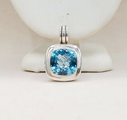 David Yurman Albion 14mm Blue Topaz Pendant Enhancer