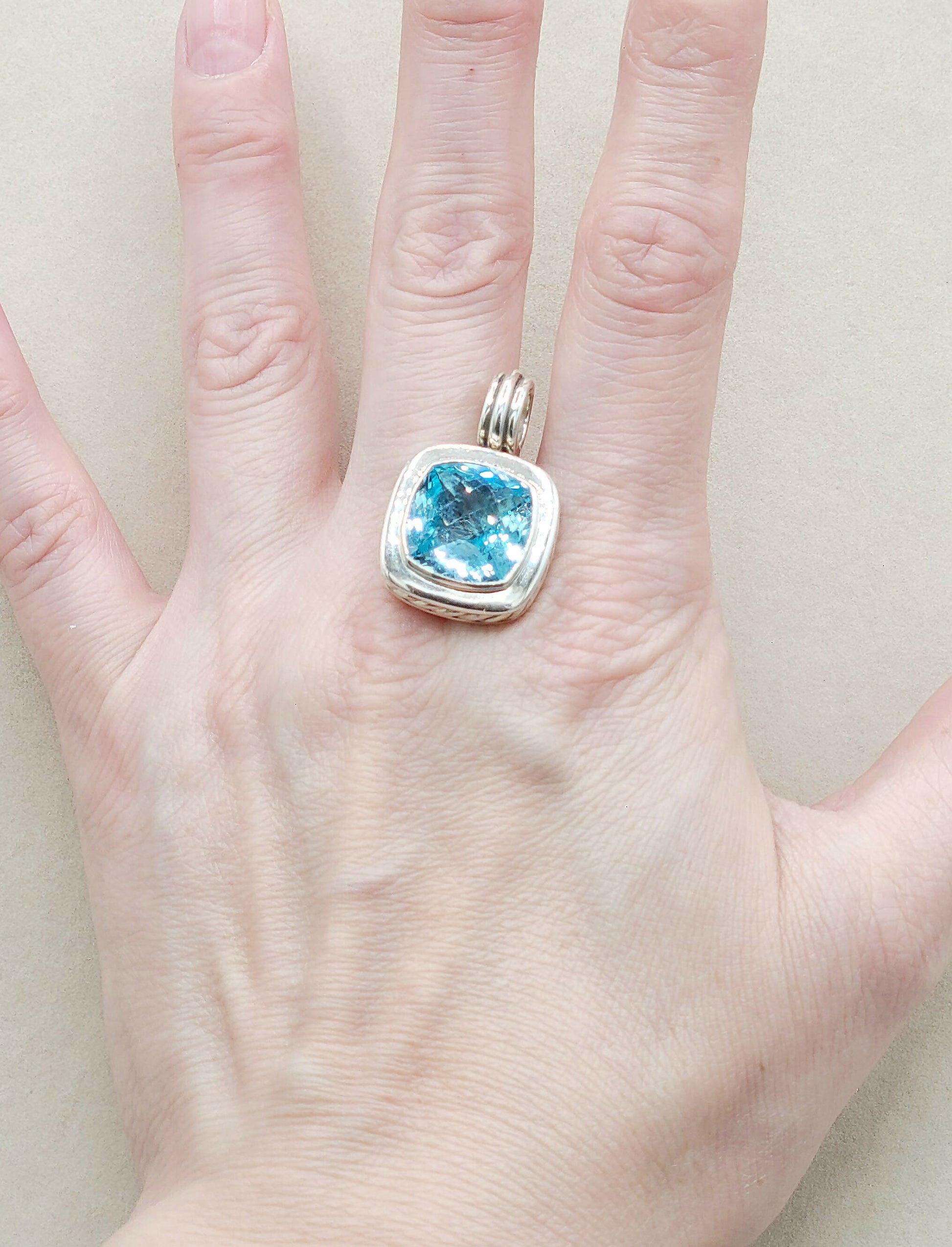 David Yurman Albion 14mm Blue Topaz Pendant Enhancer