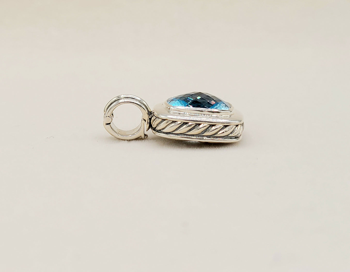 David Yurman Albion 14mm Blue Topaz Pendant Enhancer