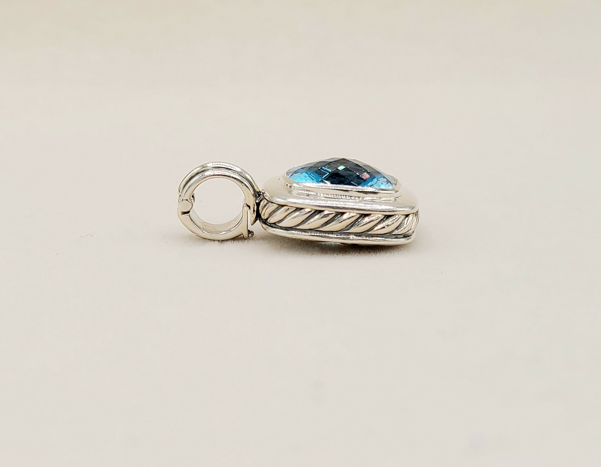 David Yurman Albion 14mm Blue Topaz Pendant Enhancer