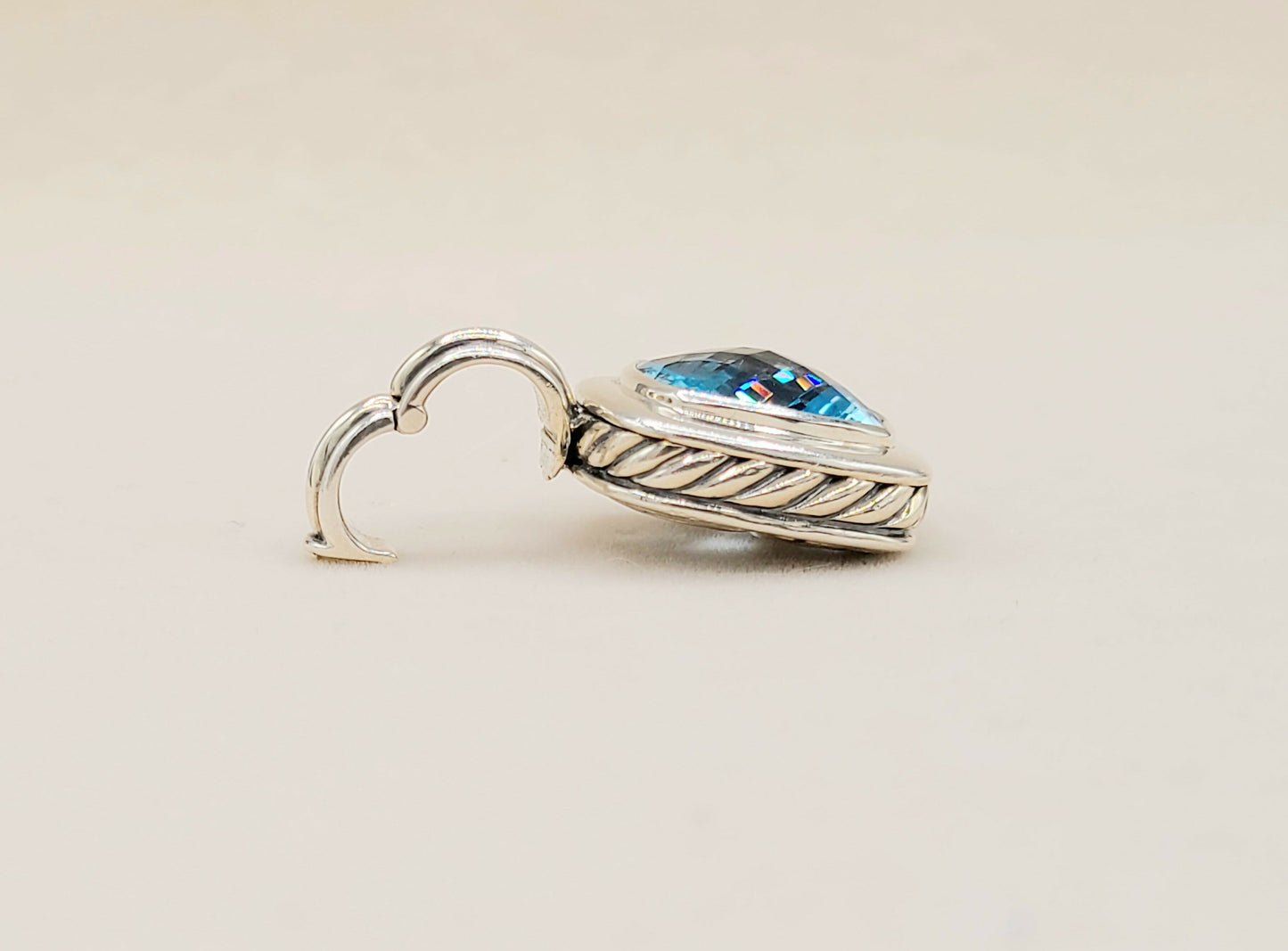 David Yurman Albion 14mm Blue Topaz Pendant Enhancer