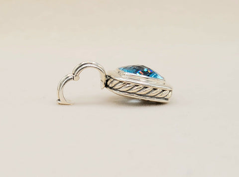  David Yurman Albion Enhancer Pendant 14mm Blue Topaz