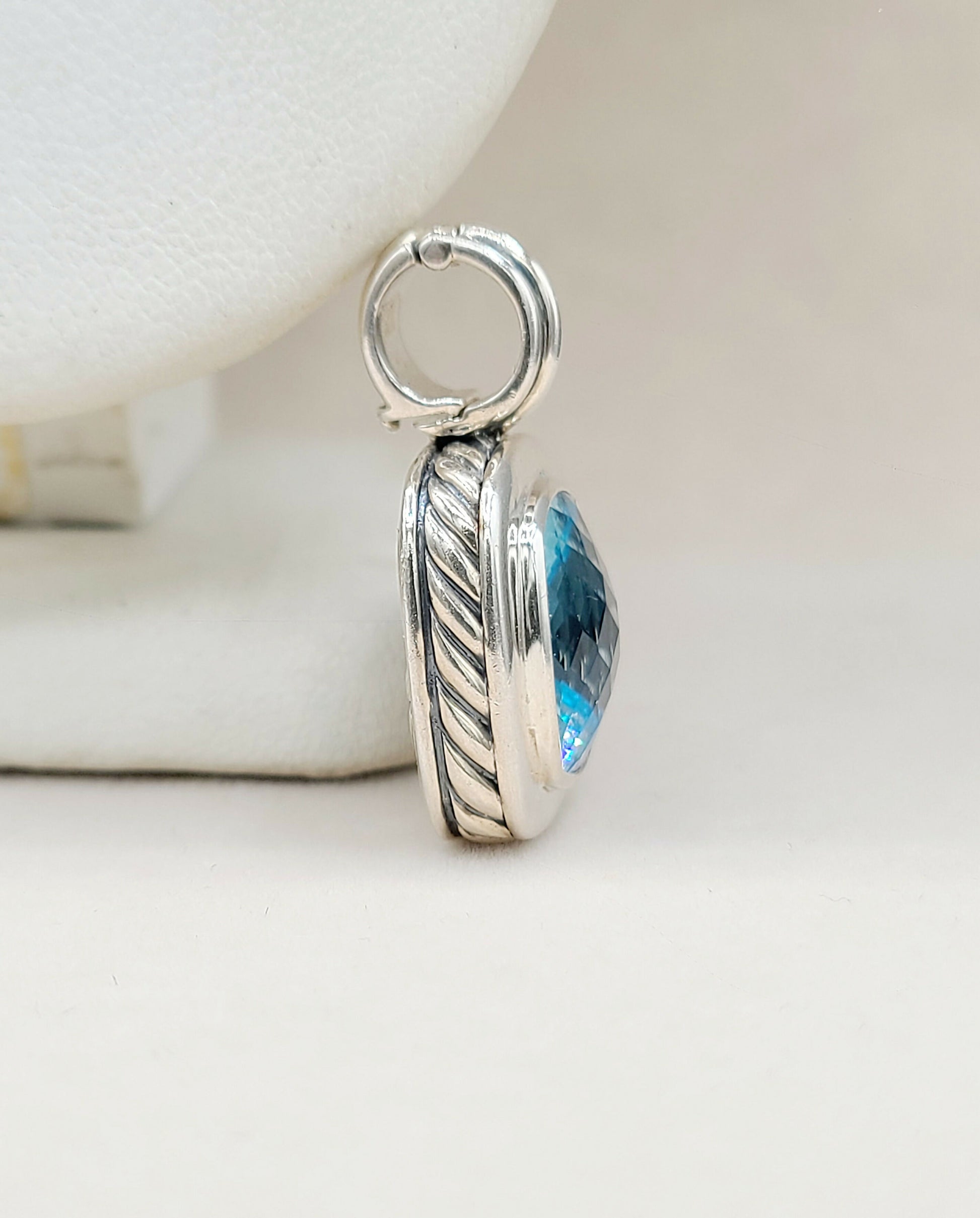 David Yurman Albion 14mm Blue Topaz Pendant Enhancer