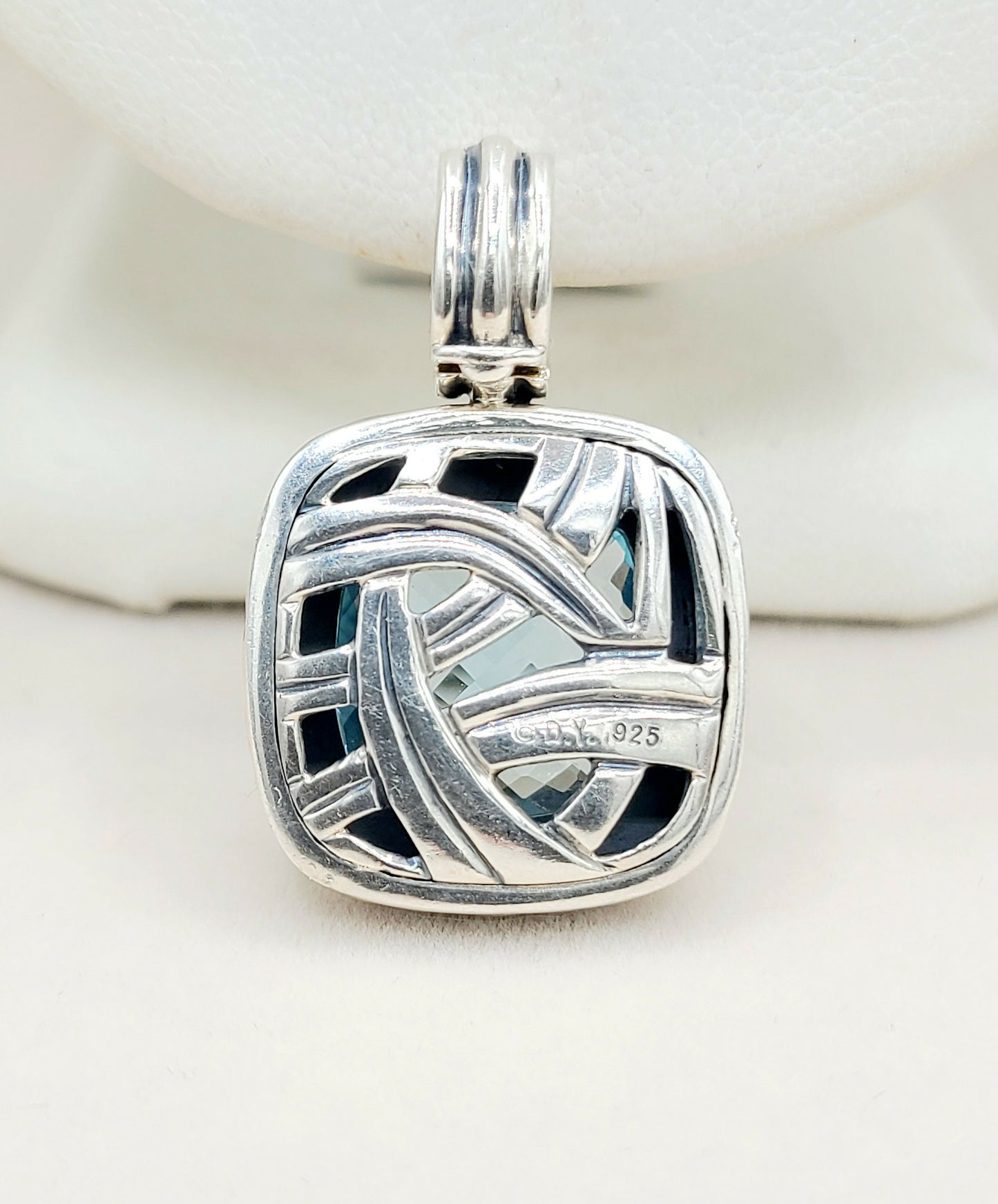 David Yurman Albion 14mm Blue Topaz Pendant Enhancer