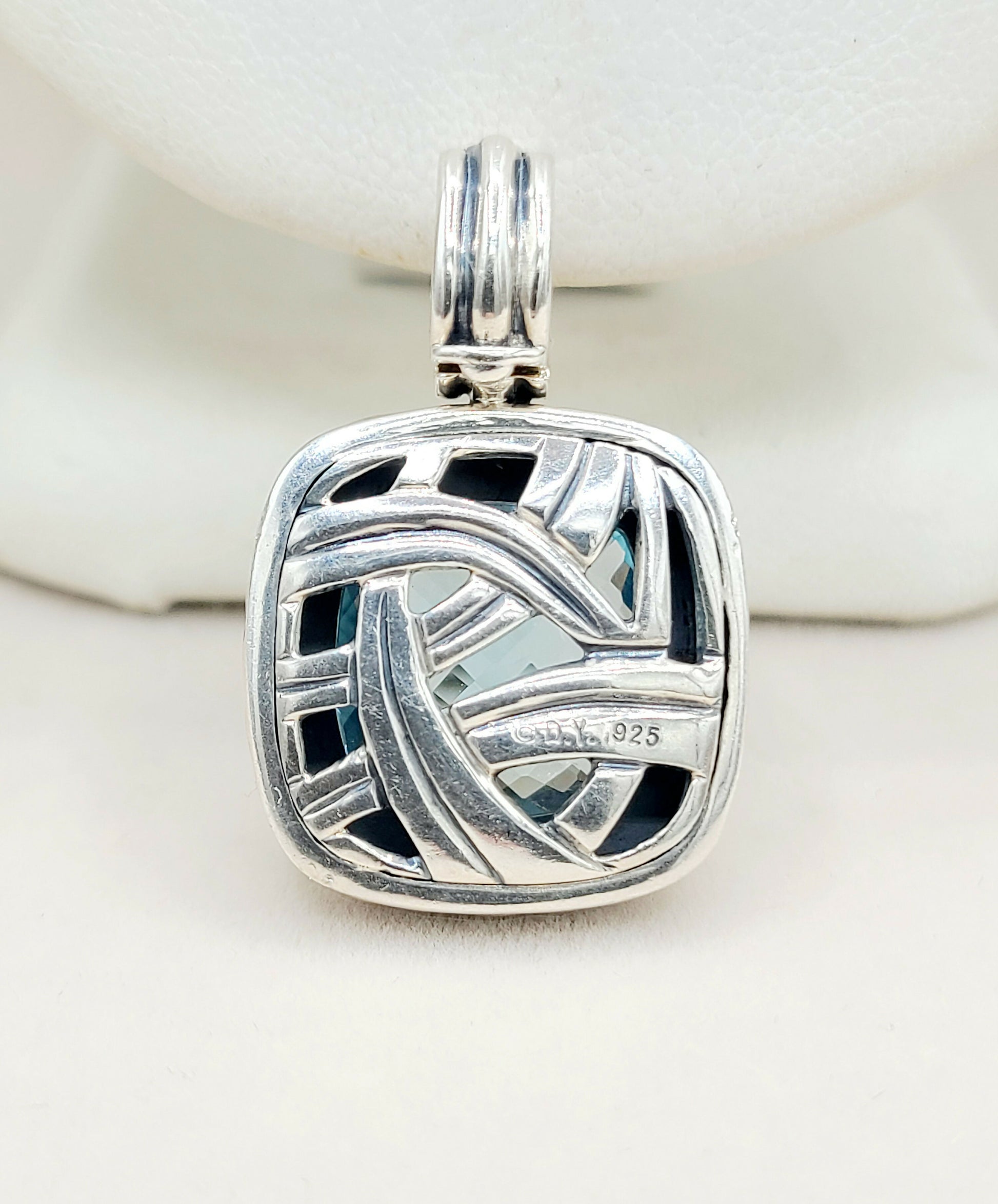 David Yurman Albion 14mm Blue Topaz Pendant Enhancer