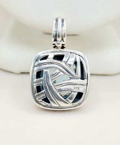 David Yurman Albion 14mm Blue Topaz Pendant Enhancer