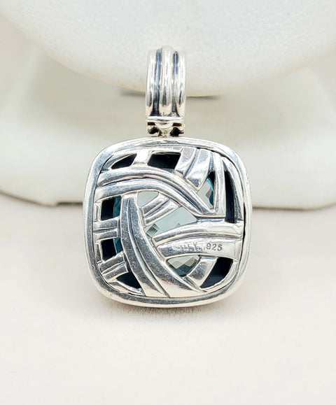  David Yurman Albion Enhancer Pendant 14mm Blue Topaz