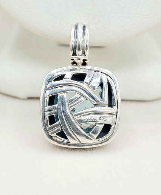  David Yurman Albion Enhancer Pendant 14mm Blue Topaz