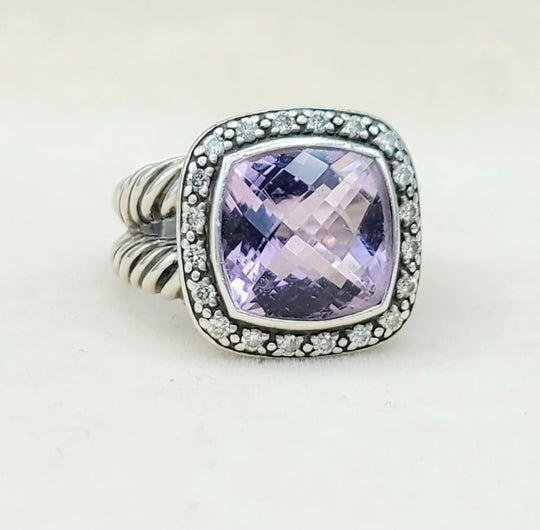  David Yurman Albion Moonlight Ice 11mm Lavender Amethyst Diamond Ring