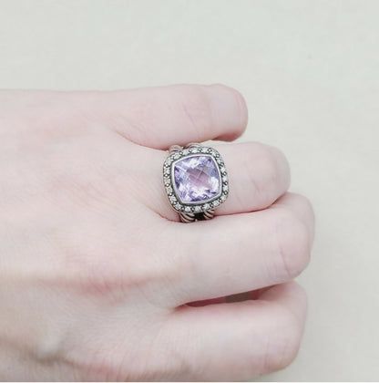David Yurman Albion Moonlight Ice 11mm Lavender Amethyst Diamond Ring    #