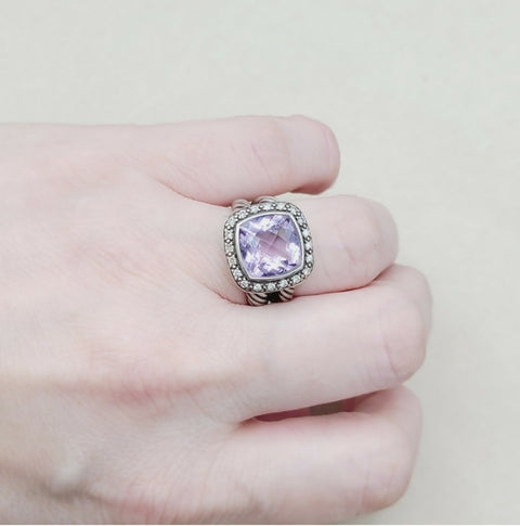  David Yurman Albion Moonlight Ice 11mm Lavender Amethyst Diamond Ring
