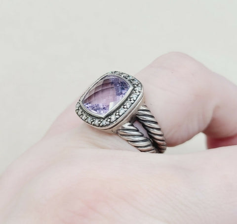  David Yurman Albion Moonlight Ice 11mm Lavender Amethyst Diamond Ring