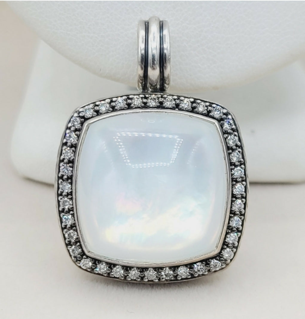 David Yurman Albion Moonlight Ice 20mm Moonstone Diamond Pendant Enhancer