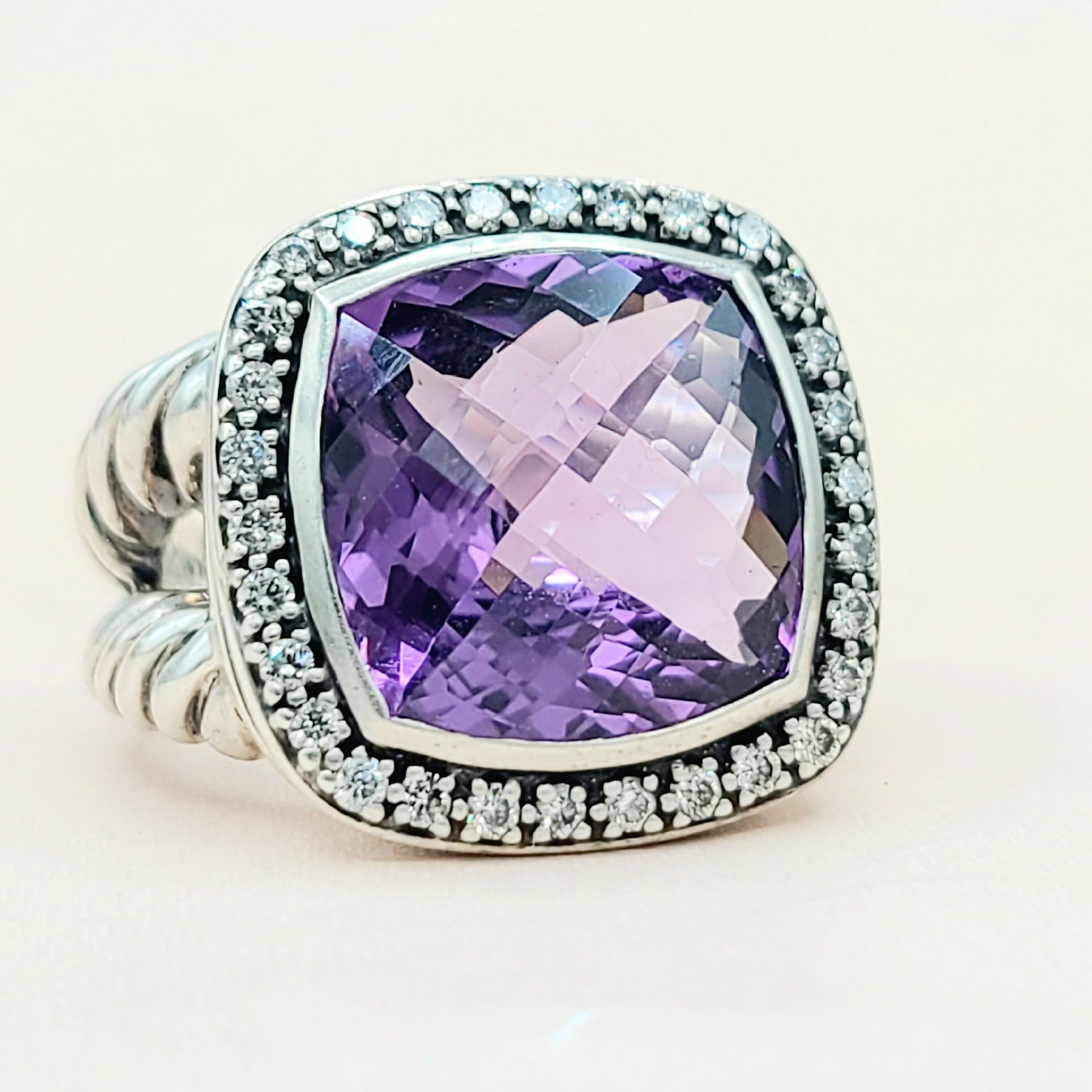  David Yurman Albion Moonlight Ice Ring 14mm Amethyst