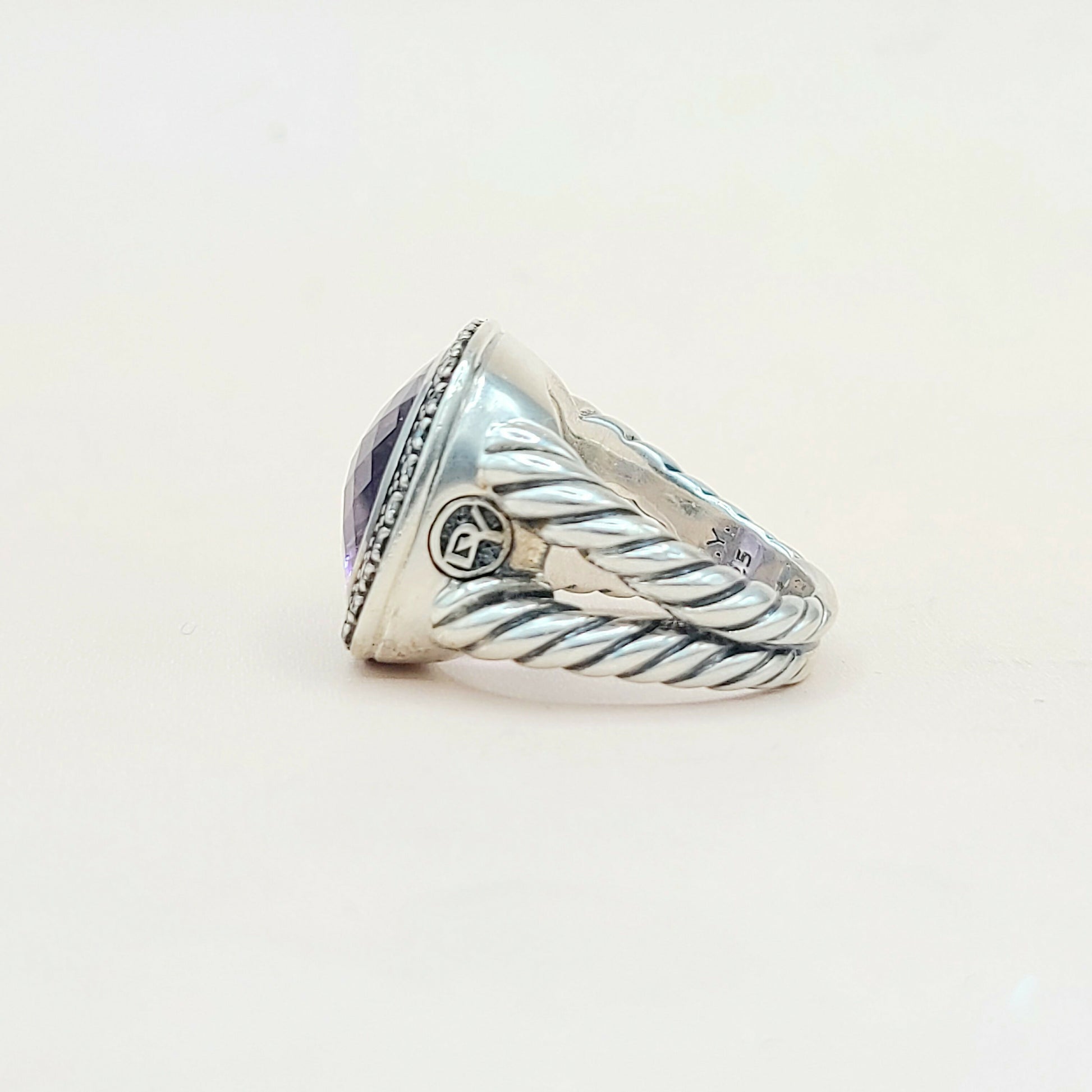 David Yurman Albion 14mm Amethyst Moonlight Ice Diamond Ring 