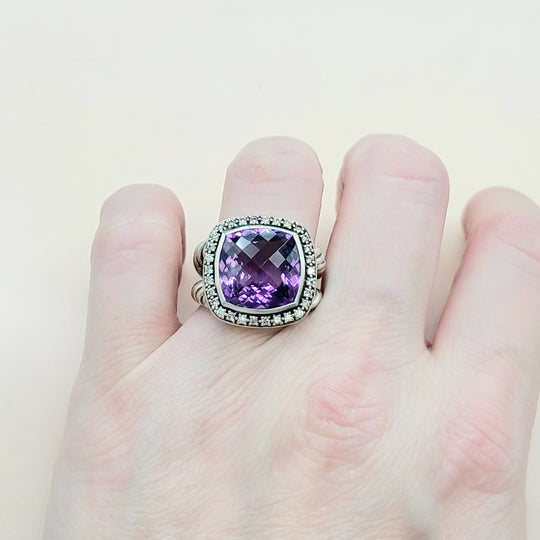  David Yurman Albion Moonlight Ice Ring 14mm Amethyst