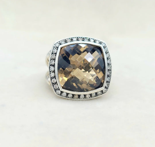  David Yurman Albion Moonlight Ice Smoky Quartz Ring