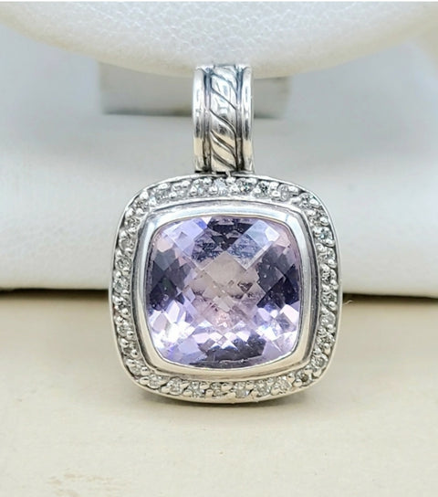  David Yurman Albion Pendant 11mm Amethyst & Diamond