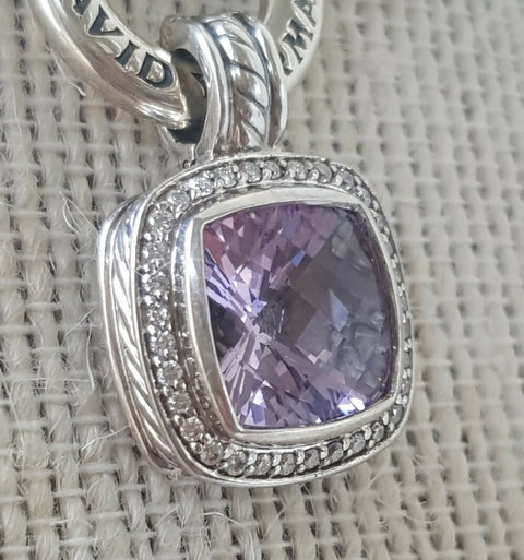  David Yurman Albion Pendant 11mm Amethyst & Diamond