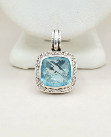  David Yurman Albion Pendant 14mm Blue Topaz & Diamonds
