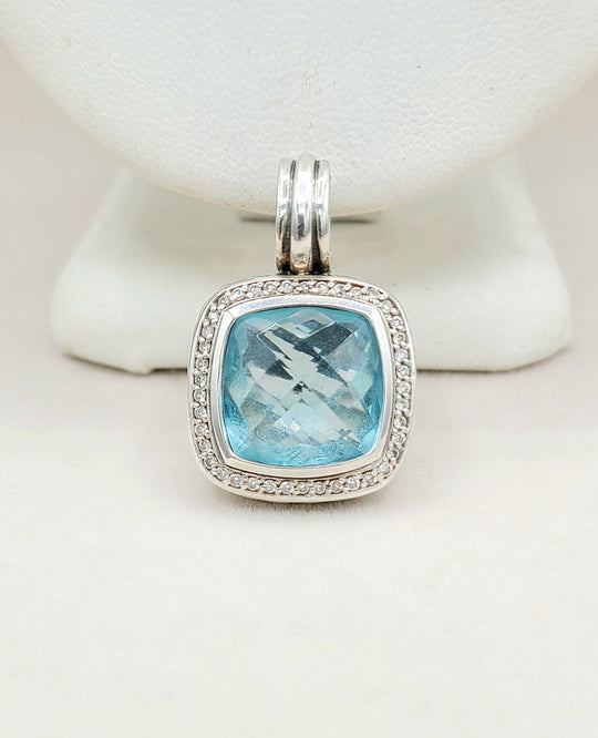  David Yurman Albion Pendant 14mm Blue Topaz & Diamonds