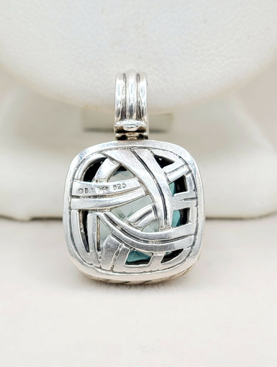  David Yurman Albion Pendant 14mm Blue Topaz & Diamonds