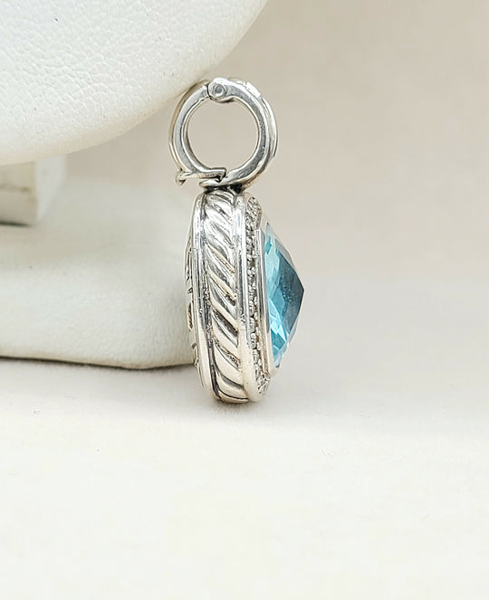  David Yurman Albion Pendant 14mm Blue Topaz & Diamonds