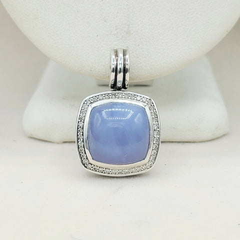  David Yurman Albion Pendant 14mm Chalcedony & Diamonds