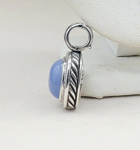  David Yurman Albion Pendant 14mm Chalcedony & Diamonds