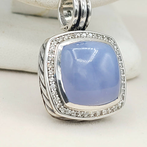  David Yurman Albion Pendant 14mm Chalcedony & Diamonds