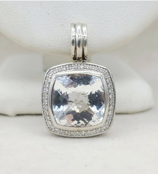  David Yurman Albion Pendant – 14mm White Topaz & Diamonds