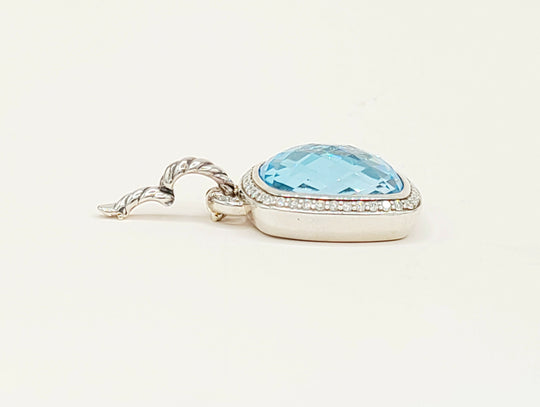  David Yurman Albion Pendant 17mm Blue Topaz & Diamonds
