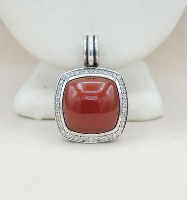  David Yurman Albion Pendant 17mm Carnelian & Diamonds