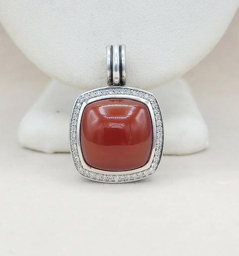  David Yurman Albion Pendant 17mm Carnelian & Diamonds