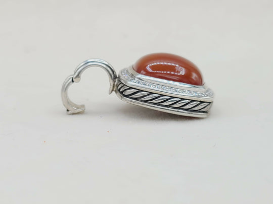  David Yurman Albion Pendant 17mm Carnelian & Diamonds
